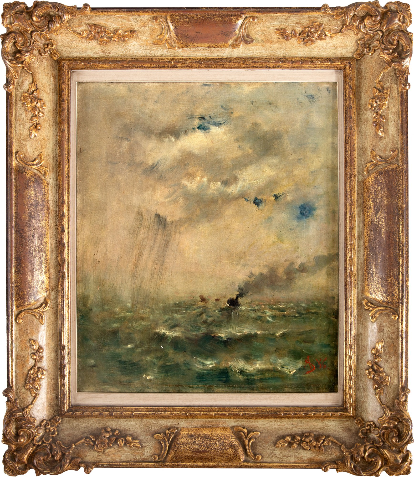 Alfred Stevens - Barco e Mar Revolto