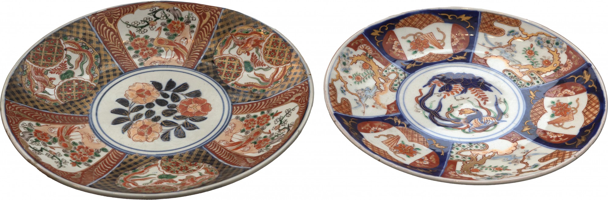 Conjunto de 2 medalhões em porcelana "Imari" - 