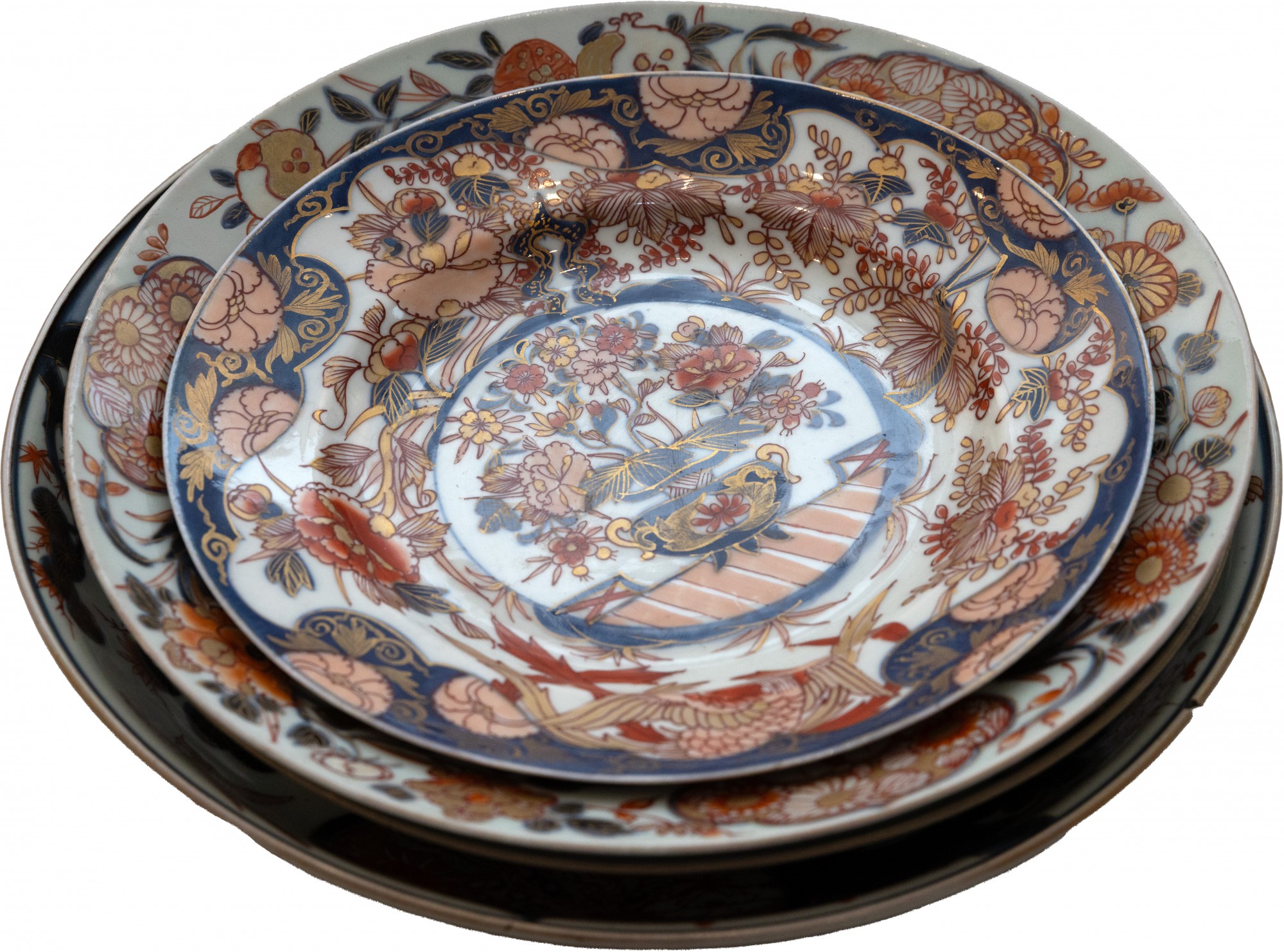 Conjunto de 4 medalhões em porcelana vidrada com borda recortada padrão "Imarí" - 
