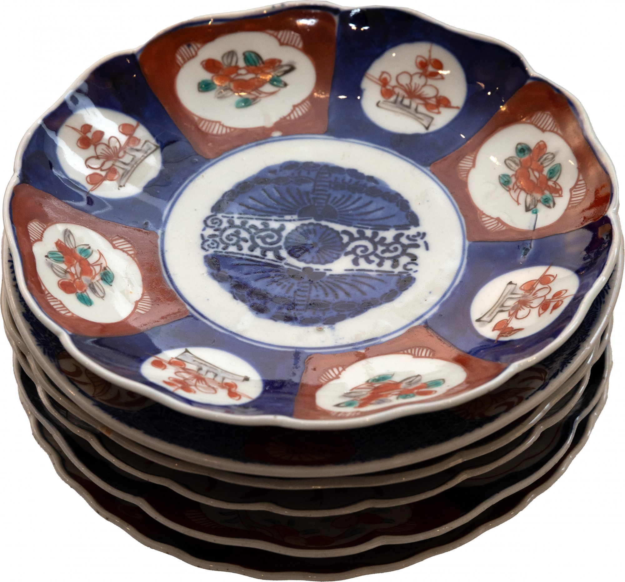 Conjunto de 6 pratos em porcelana com borda recortada padrão "Imarí" - 
