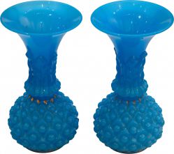 Baccarat - Par De Vasos Opalinas "Modelo Abacaxi", Em Formato Balaústre