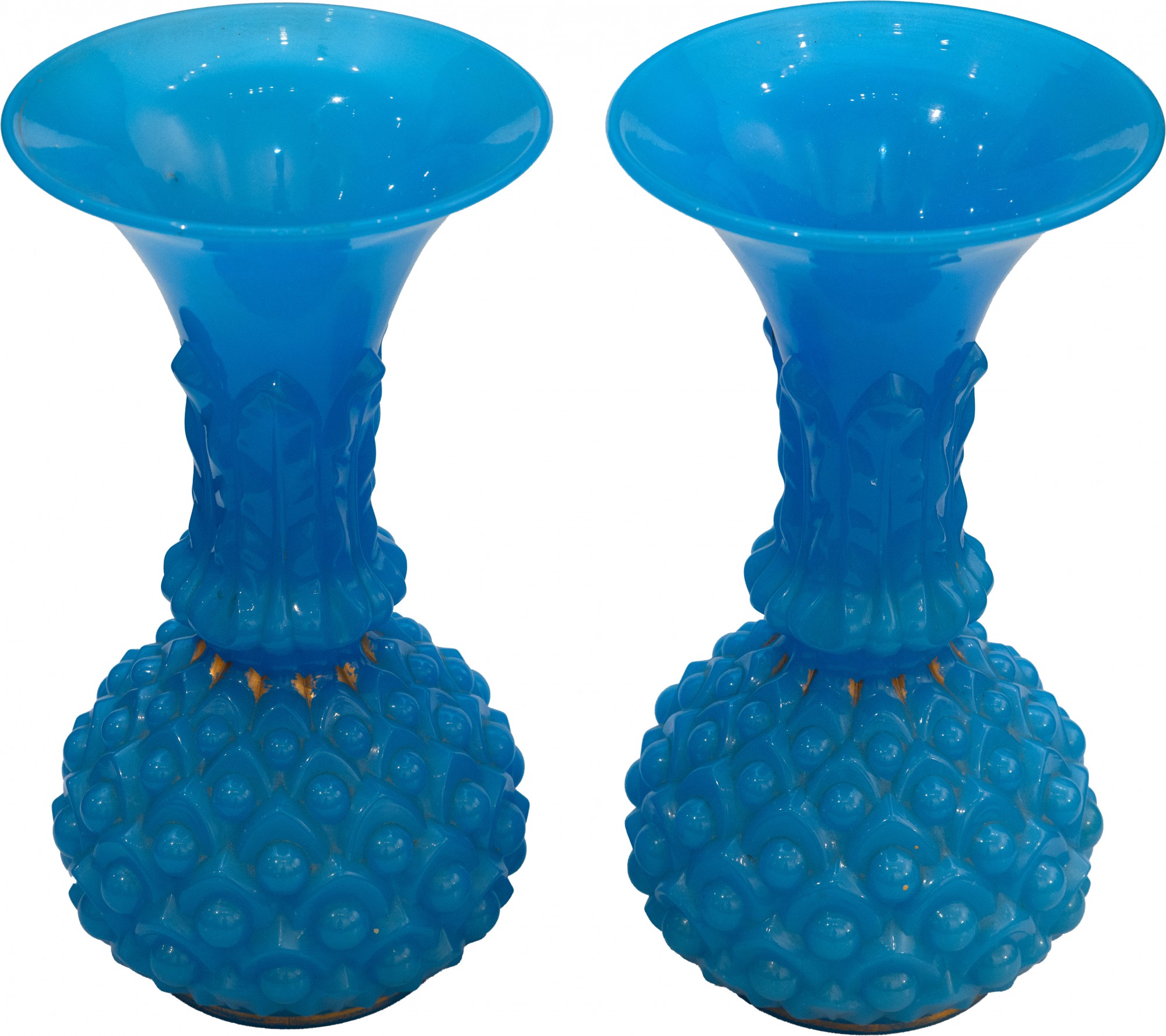 Baccarat - Par De Vasos Opalinas "Modelo Abacaxi", Em Formato Balaústre