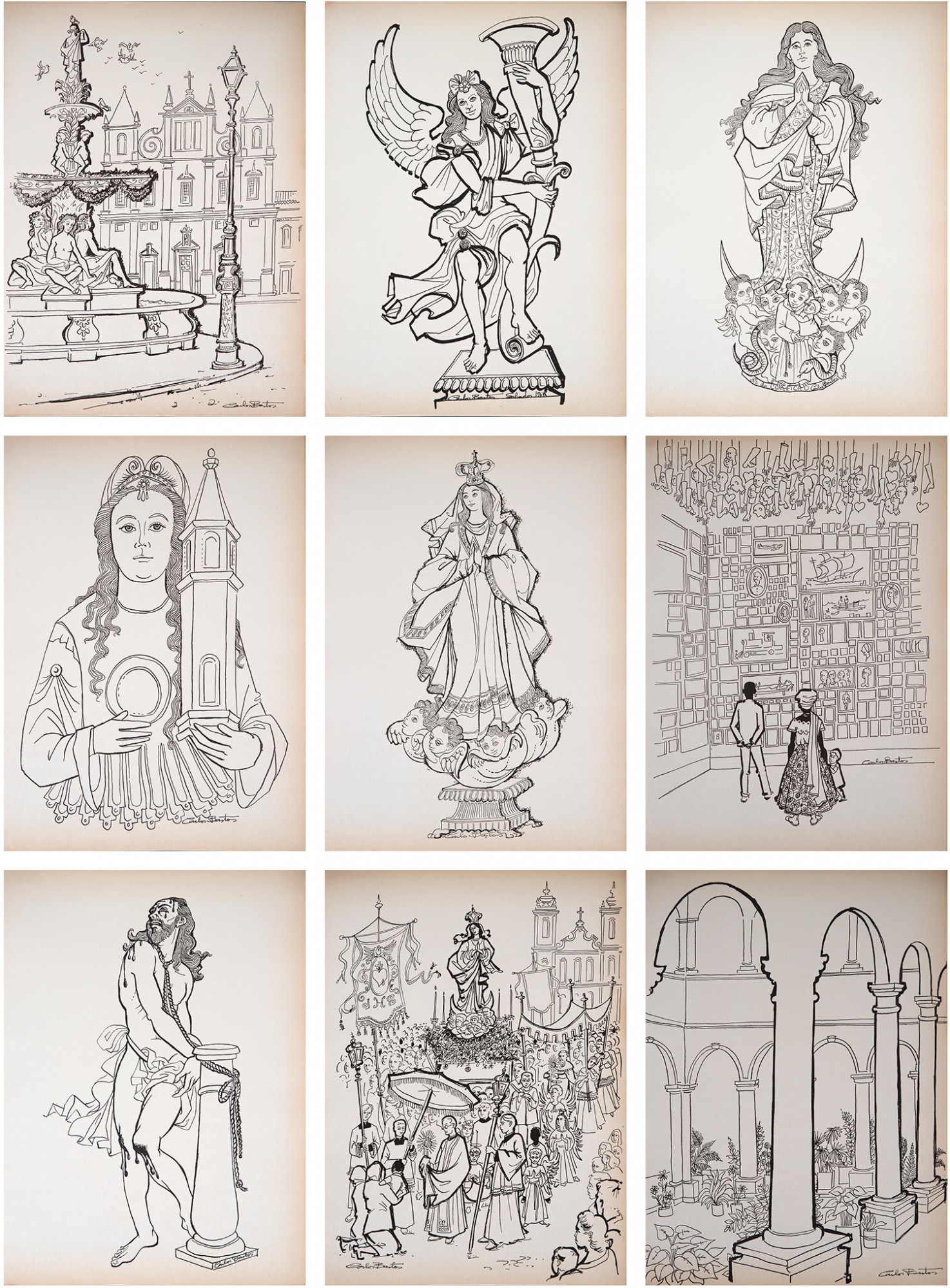 Carlos Bastos - Álbum Com 25 Reproduções - Igrejas, Santos e Anjos da Bahia