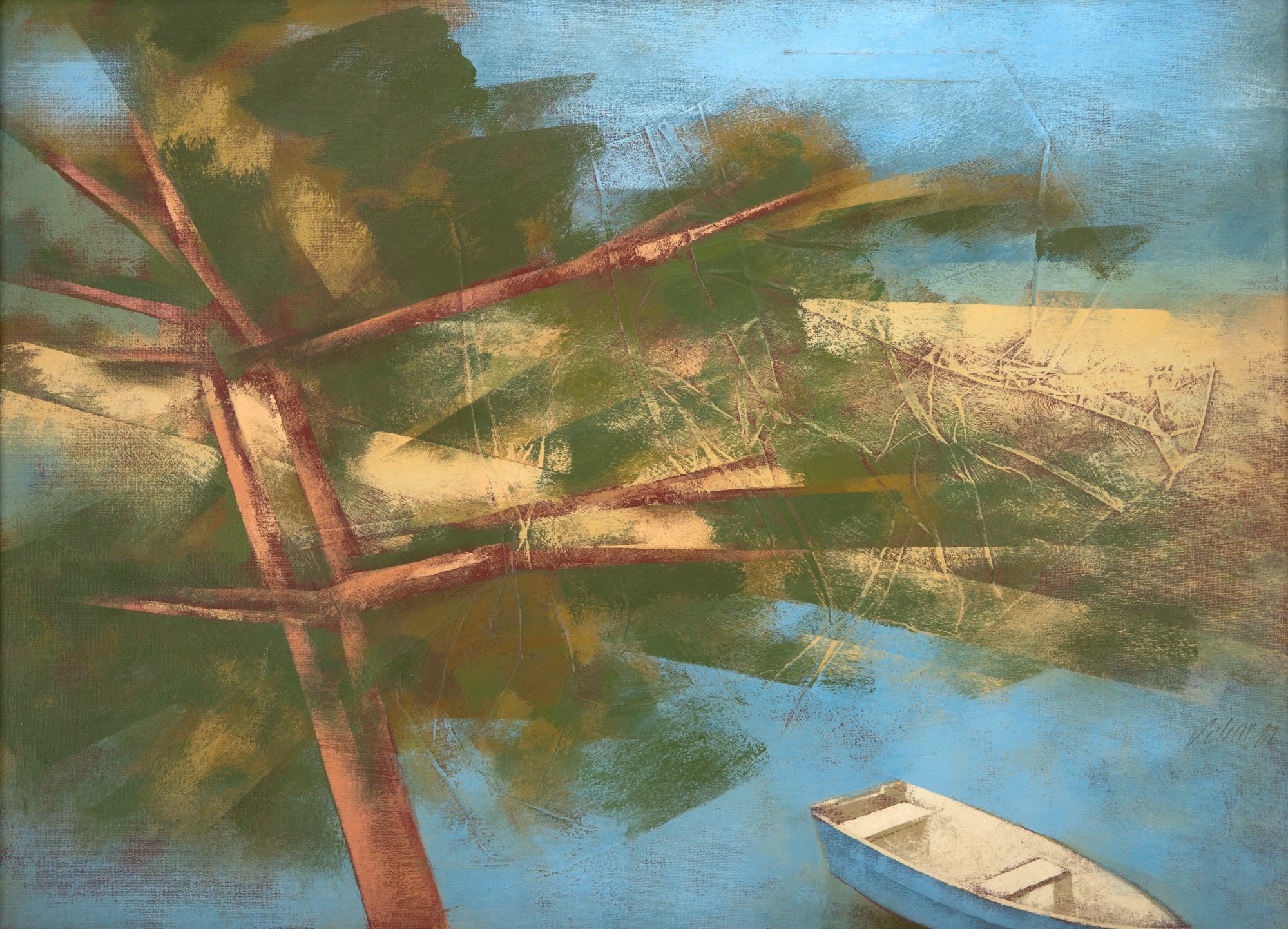 Carlos Scliar - Marinha - Amendoeira, Praia e Barco