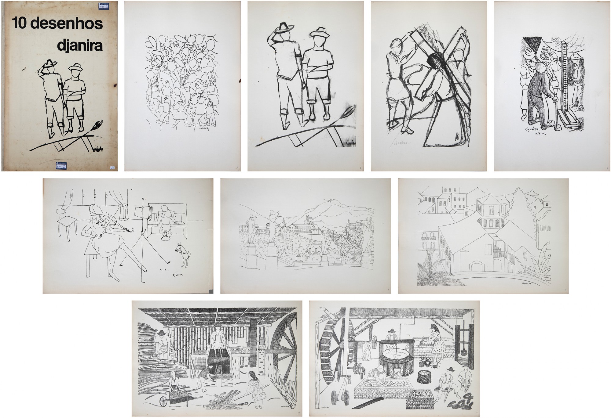 Djanira da Motta e Silva - Álbum Com 9 Desenhos de Reproduções De Djanira