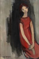 Esther Peretz Arad - Figura Feminina de Vestido Vermelho