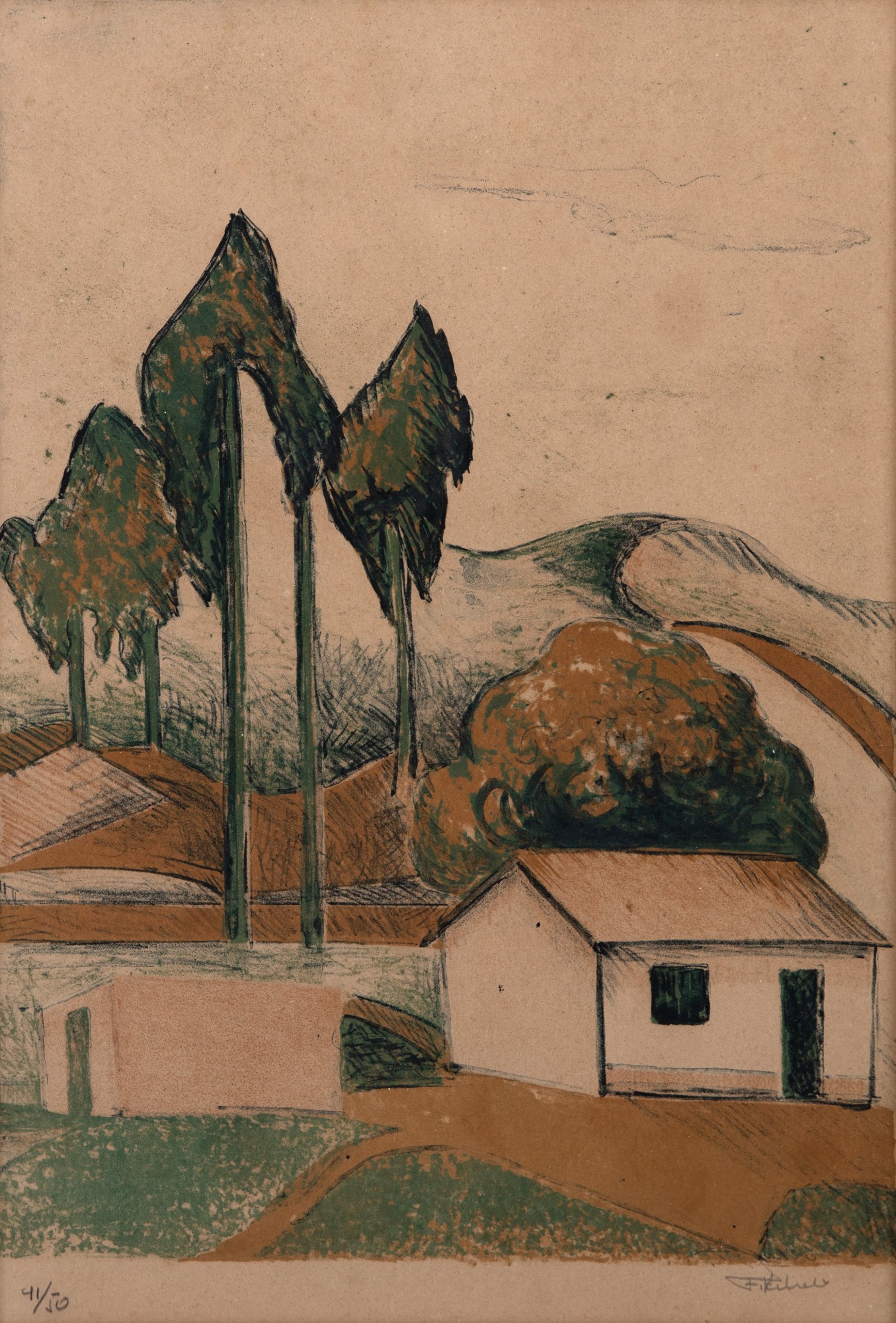 Francisco Rebolo - Paisagem com Casas