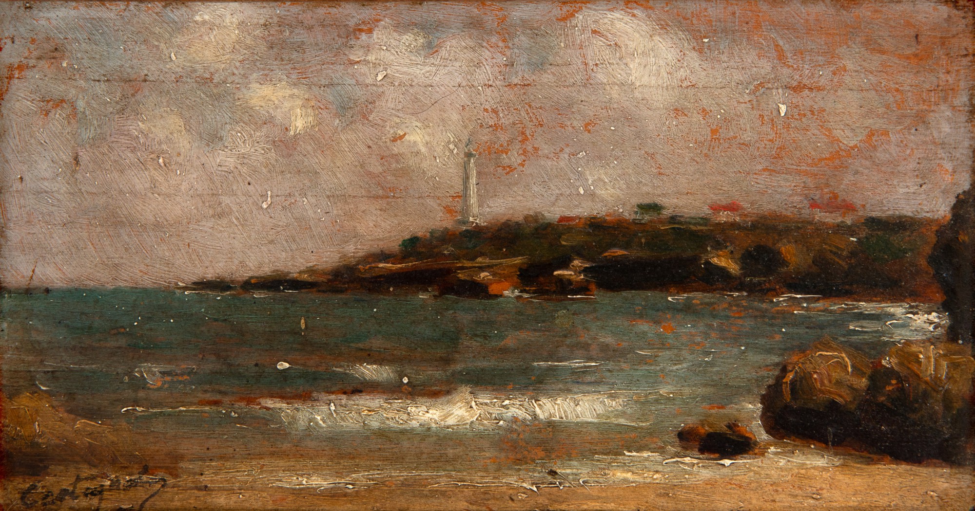 Giovanni Battista Castagneto - Marinha com Farol