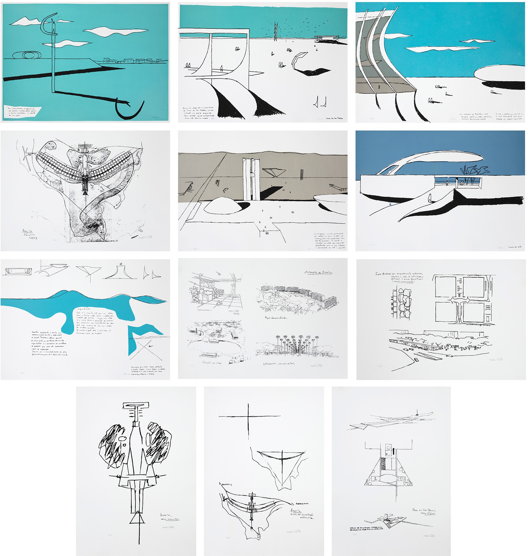 Oscar Niemeyer E Lucio Costa - Brasilia Para Sempre - Álbum Com 12 Serigrafias