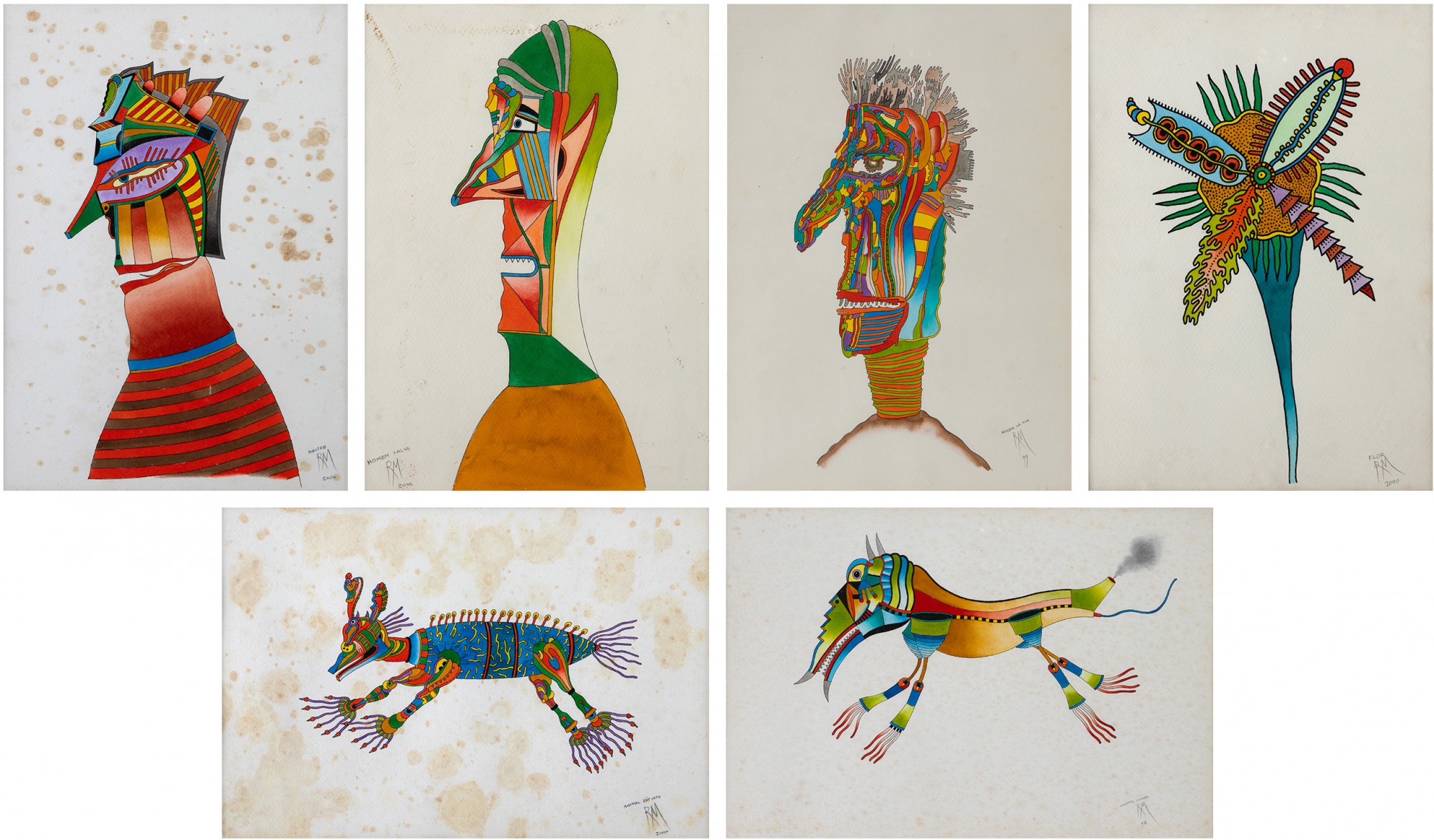 Roberto Magalhães - Conjunto de 6 Aquarelas